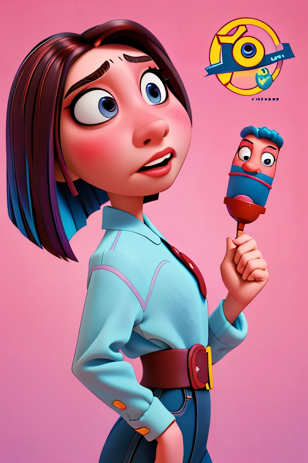 Poster of the film inspired by disney pixar with title "(inside out)" (indecisive teenage girl) the scene must follow the artistic style similar to pixar, with a focus on the characters' expressions, vibrant colors, detailed textures and characteristics of their animations