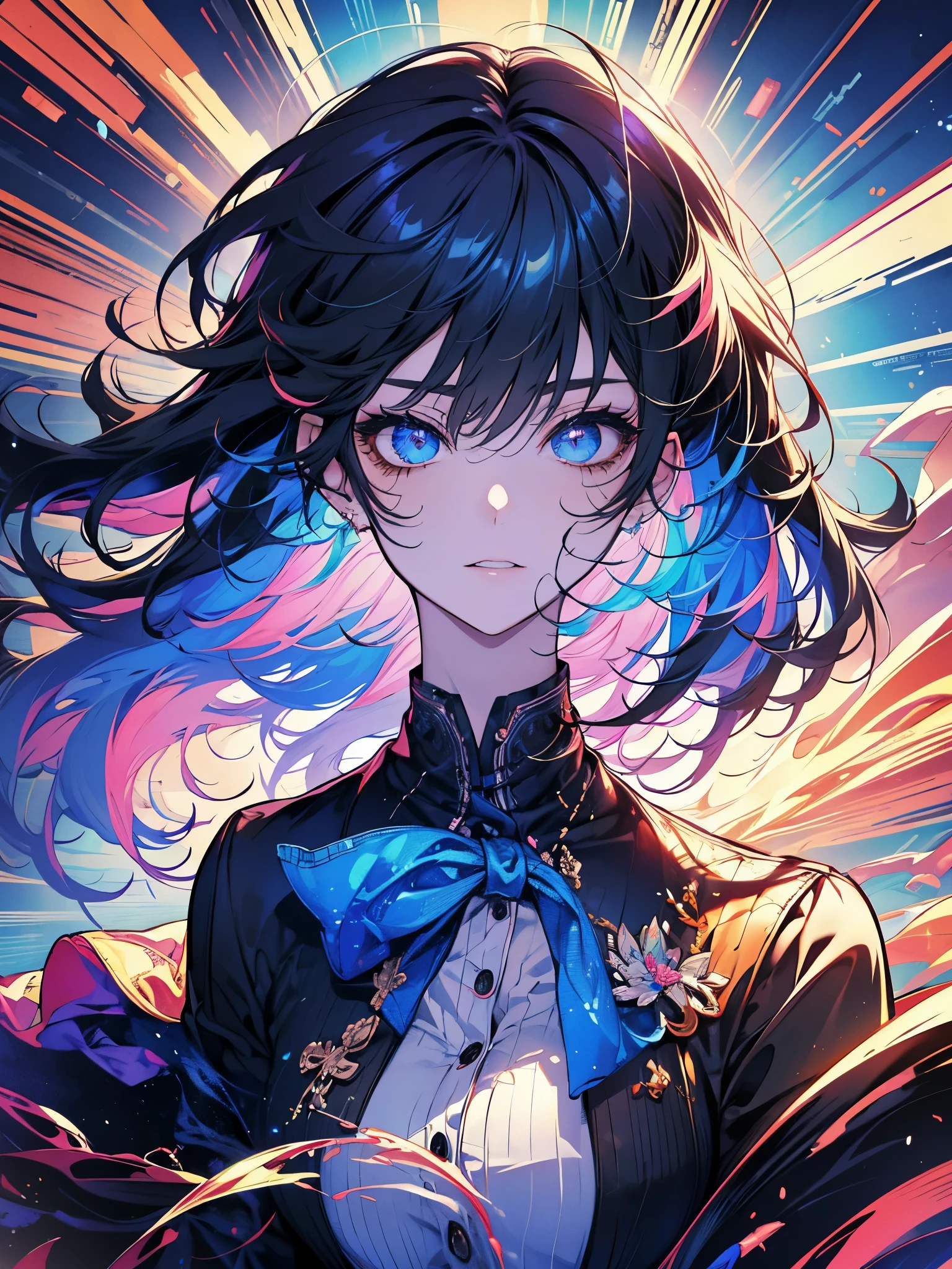 4k, (masterpiece), highest quality, 2d, ((nsfw)), ( anime scho), (unbuttoned shirt), (small breasts), nipples, long brown hair, blue eyes, smile, full height, clear eyes, black eyelashes, (intricate detailed), dramatic, makoto shinkai, trending on CGsociety, thick big ass, pernas grossas, full body