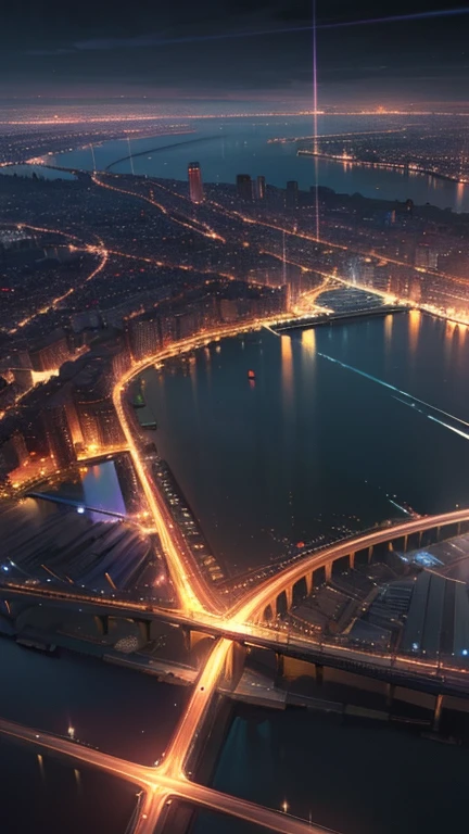 city night view (Lively city at night in the background) (great work: 1.3), (highest quality: 1.1) (masterpiece: 1.3) with unparalleled masterpiece, surreal 8k, perfect artwork, Super detailed, highest quality, masterpiece 4K wallpaper aesthetics, masterpiece, award-winning artwork, official art, cinematic lighting