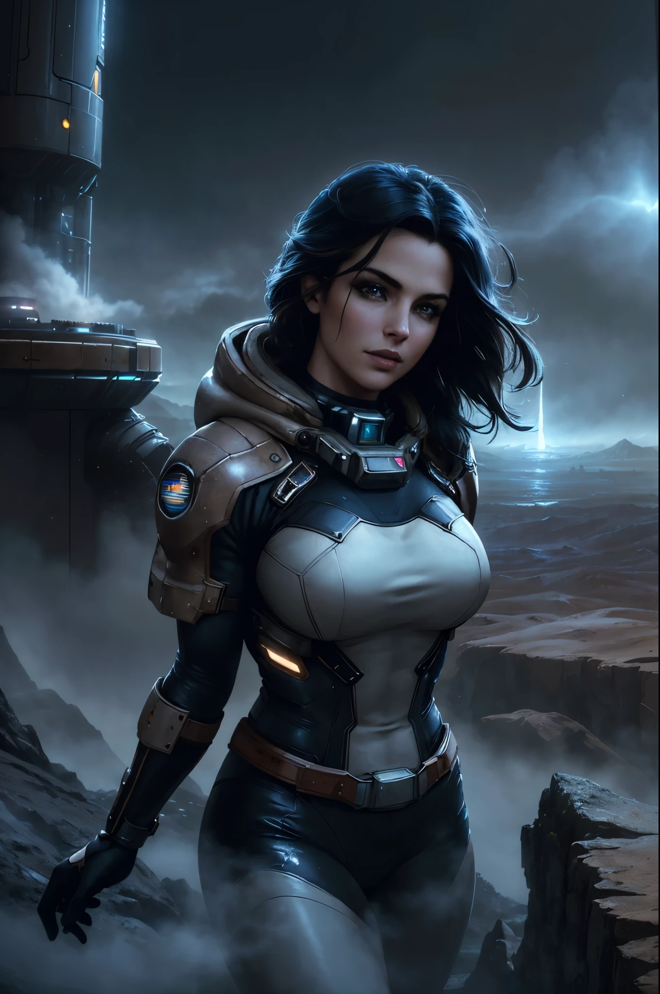 (Best quality,4K,8K,A high resolution,Masterpiece:1.2),(Realistic,Photorealistic,photo-realistic:1.37),Erica Durance as a Astronaut,Steam punk,film-noir,Otherworldly,Vivid colors,Dreamlike,Sci-fi,subtly lit,Atmospheric,view of the cosmos,Steam-powered machinery,Ethereal,hauntingly beautiful,Moody shadows,Retro-futuristic technology,Starlight fog,exploration,Adventure,Mystery,Galactic environment,exalted,Isolated heroine,Interstellar Travel,dramatic contrast,distant planets,Majestic face,Sci-fi fashion,Smoke and fog effects,contrasting textures,Timeless beauty