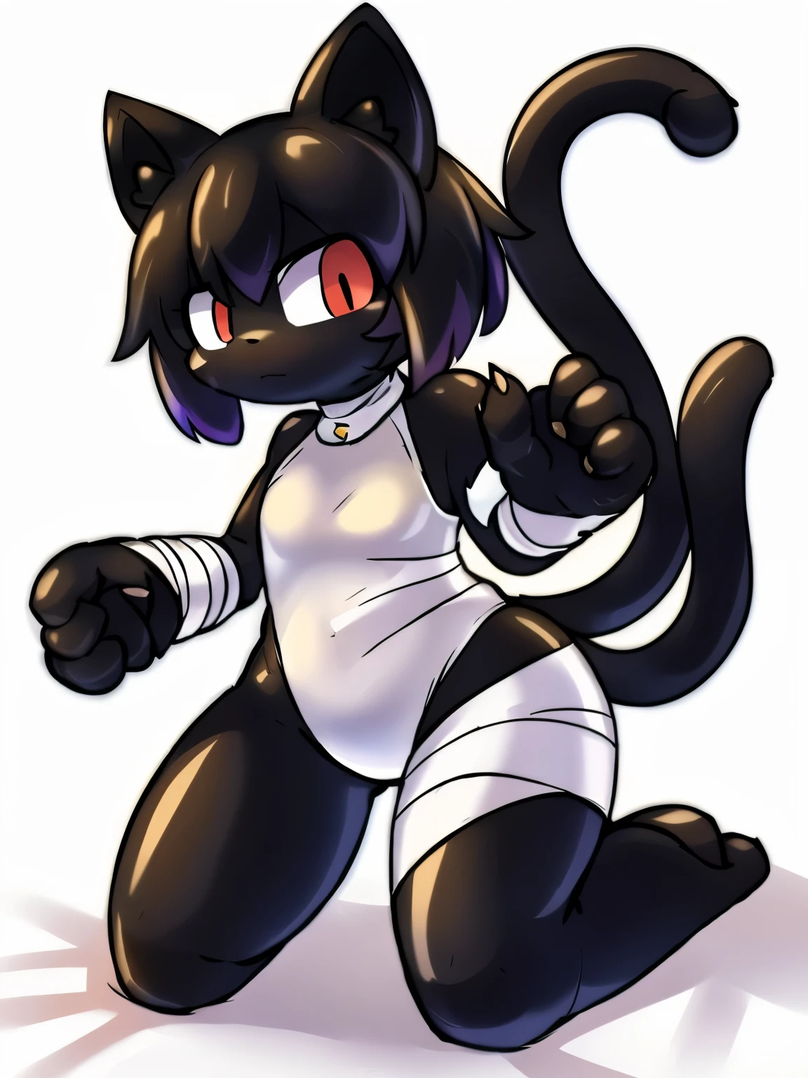 A black cat，潜入gray translucent slime中，into the slime，（（大腿布满gray translucent slime）），gray translucent slime，collar，cat ears，cat nose，（leg rings），（Anklet），（wristband）