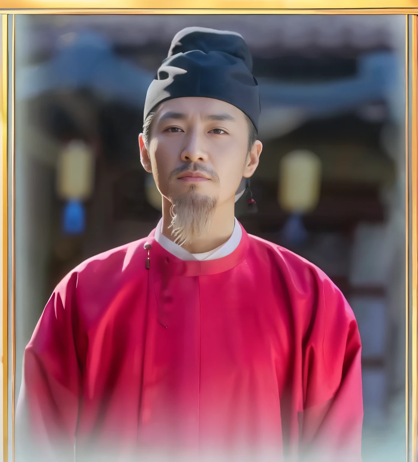 Wear a red shirt、Wearing a black hat、Portrait of Liu Zongyuan with beard, Taoist priest, inspired by Wu Daozi, Taoist priest, Inspired by Chen Daofu, feng shu, inspired by Cao Zhibai, Inspired by Zhu Derun, hua cheng, guangjian huang, Inspired by Dong Yuan, nanquan, Inspired by Zhang Sengyao