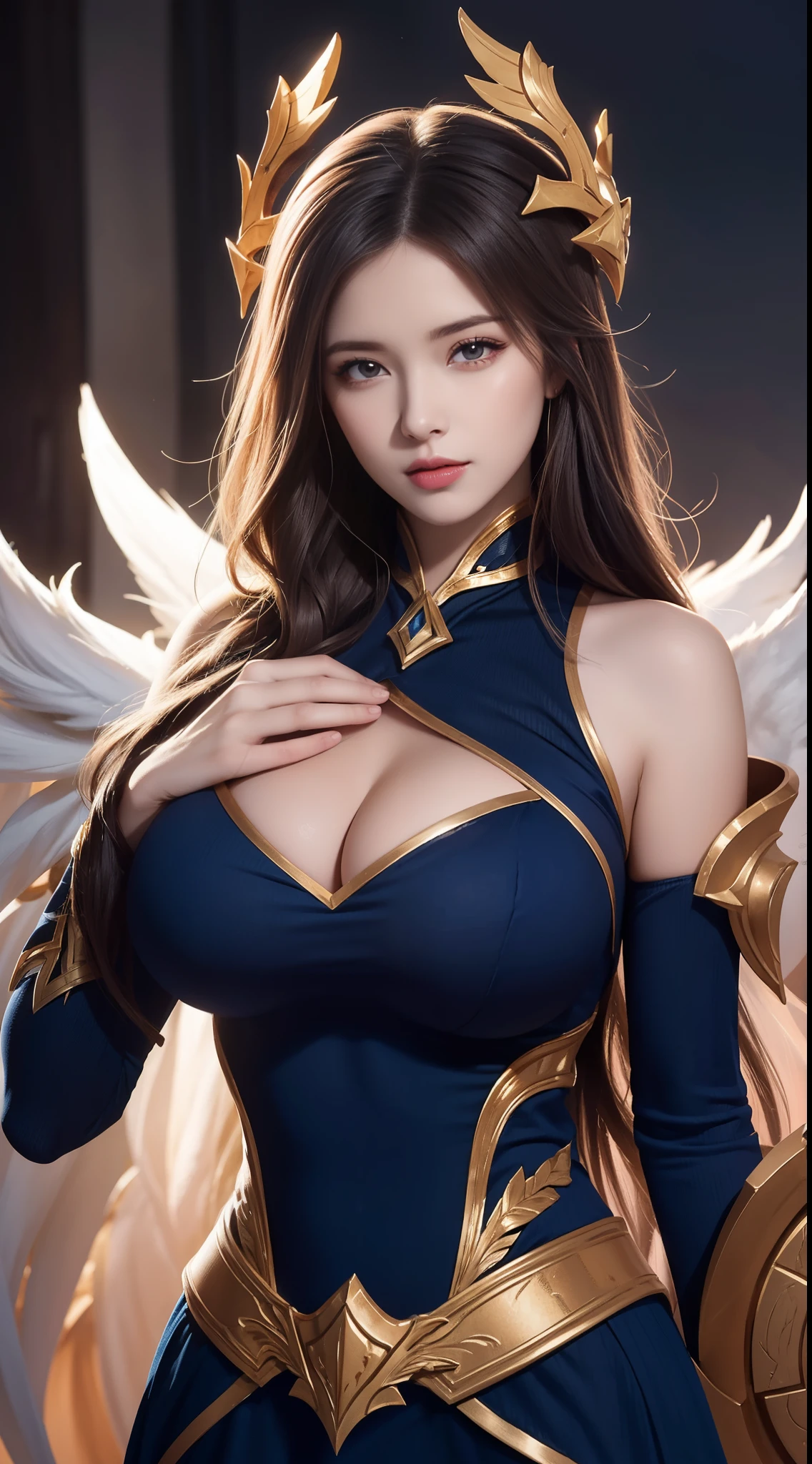 (aesthetic, there is nothing: 1.2), Professional photographer, Kayle&#39;s role in the League of Legends game，huge boobs，exposing her chest，huge ，huge breasts，exposing her chest，Show breasts，