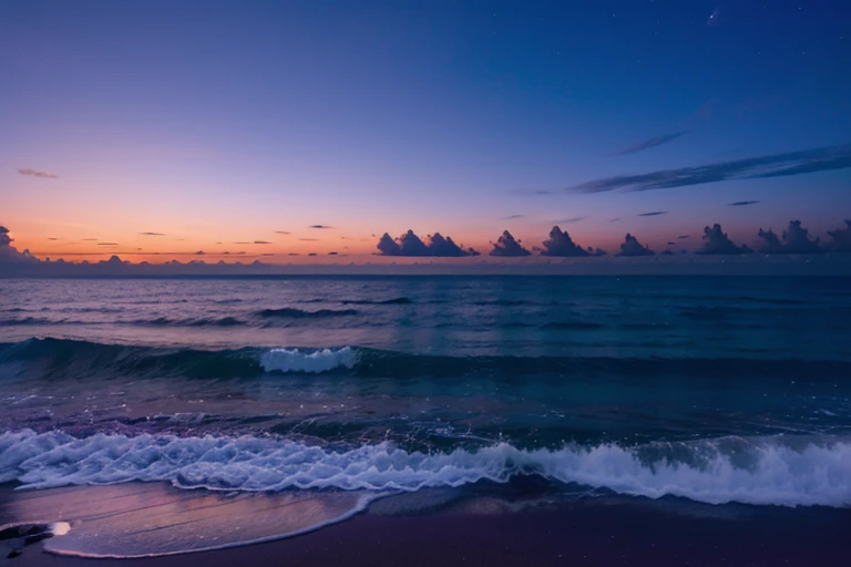 purple evening ocean sky view. 4k