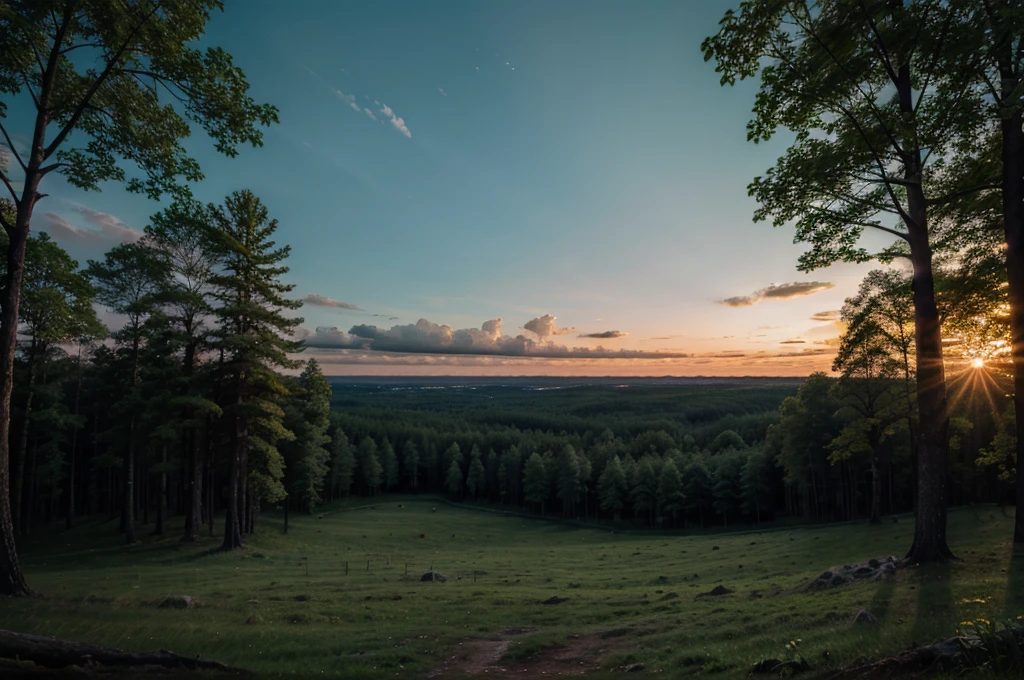 forest sky evening view 4k