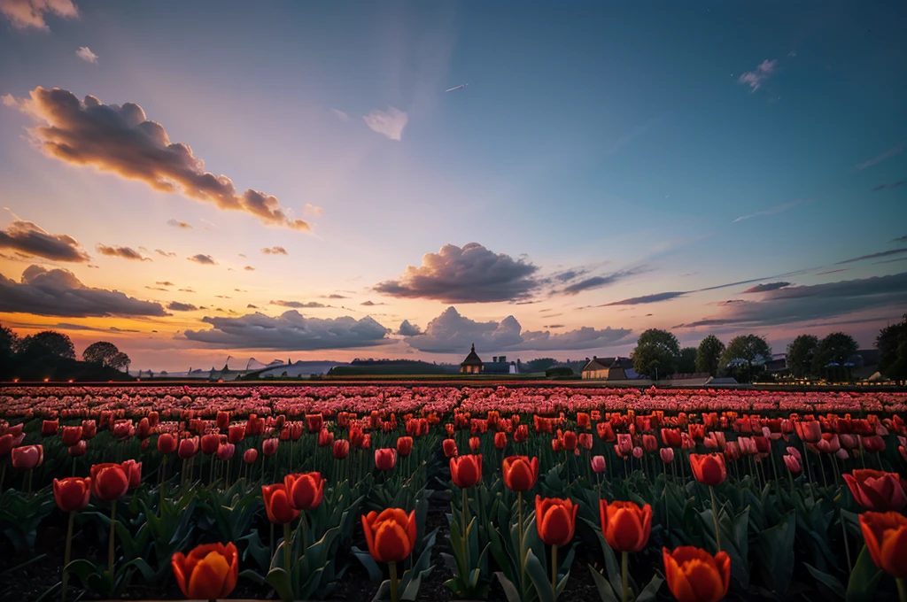 tulip sky evening view 4k