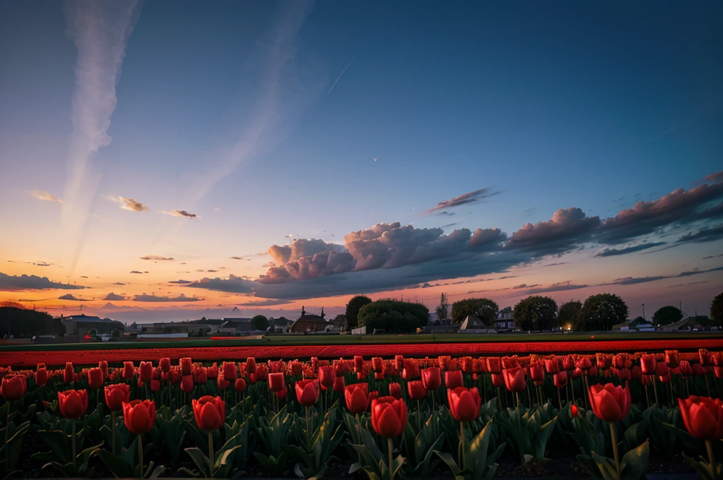 tulip sky evening view 4k