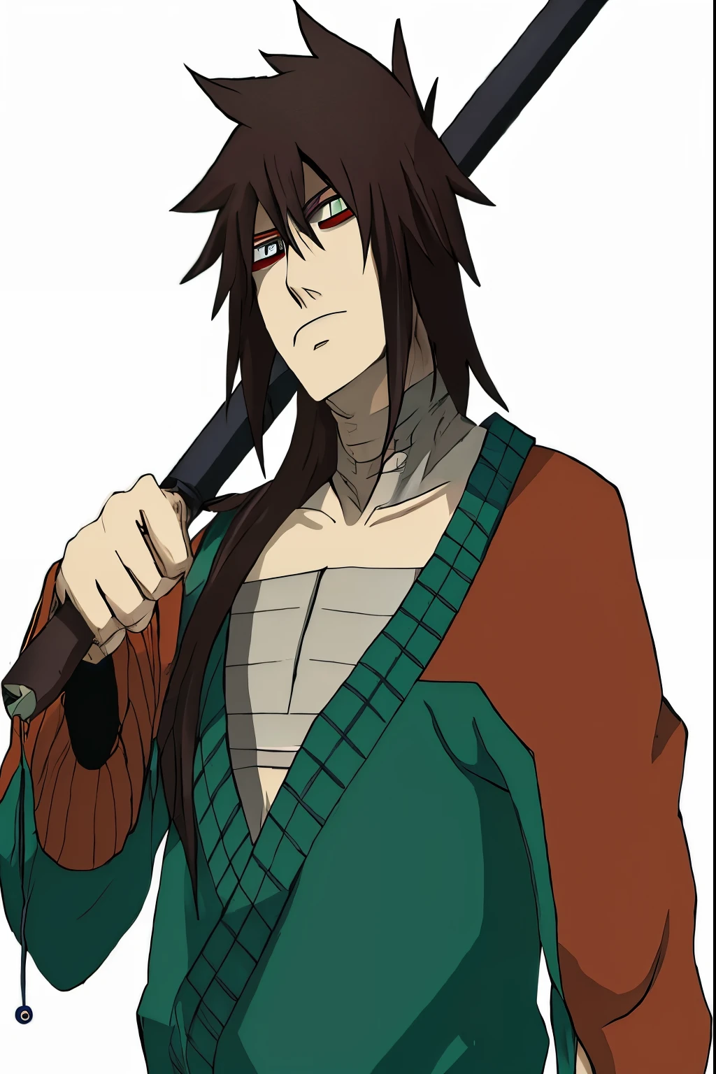 um homem boy, com uma espada e uma camisa azul escura, segurandO uma espada katana, Akiyuki Shinbou, kazuma kaneko, Shikanosuke Yagaki, Okata Kazuto, as an personagem de anime, itatchi uchiha, Madara Uchiha, Hajime Yatate, personagem de anime, Tanjiro Kamado, tsukasa dokite