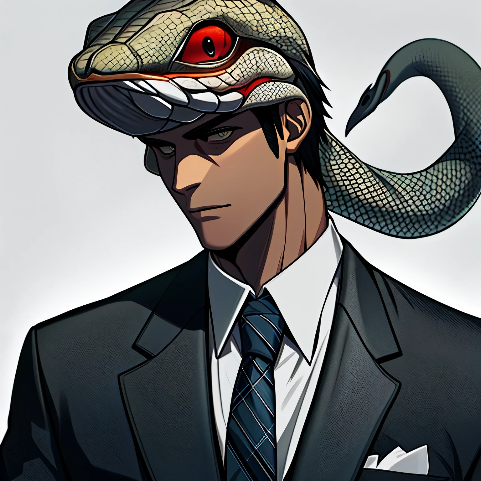 Man in suit, snake head