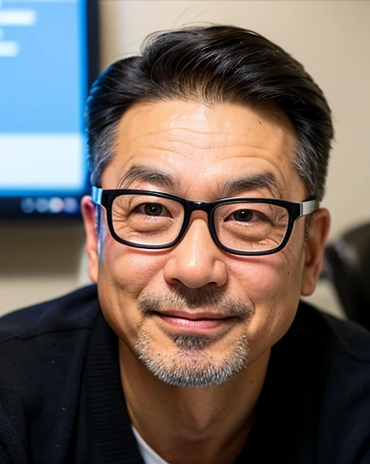 Ichiro at 50 years old、square glasses