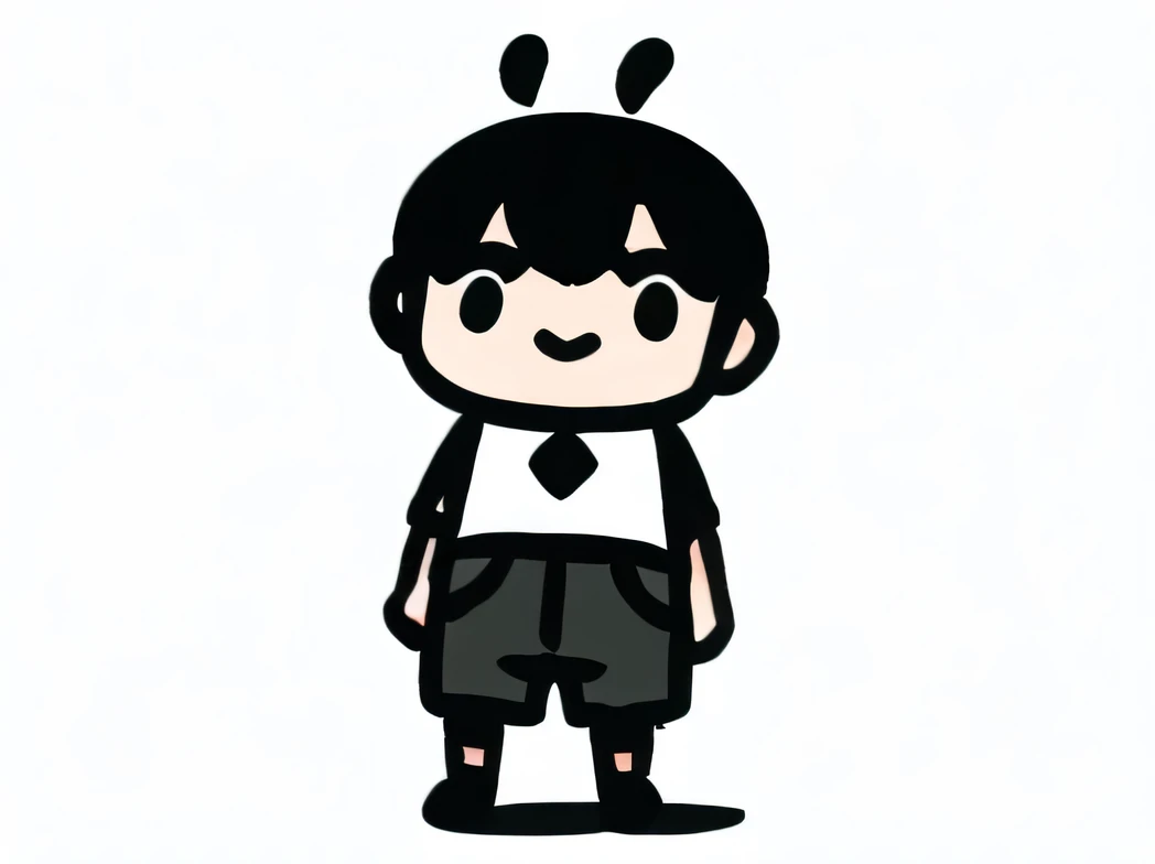 White background,full body display,an introverted boy