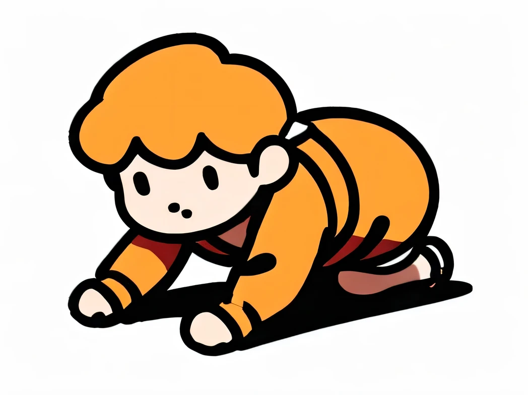 White background，full body display，A boy crouched on the ground