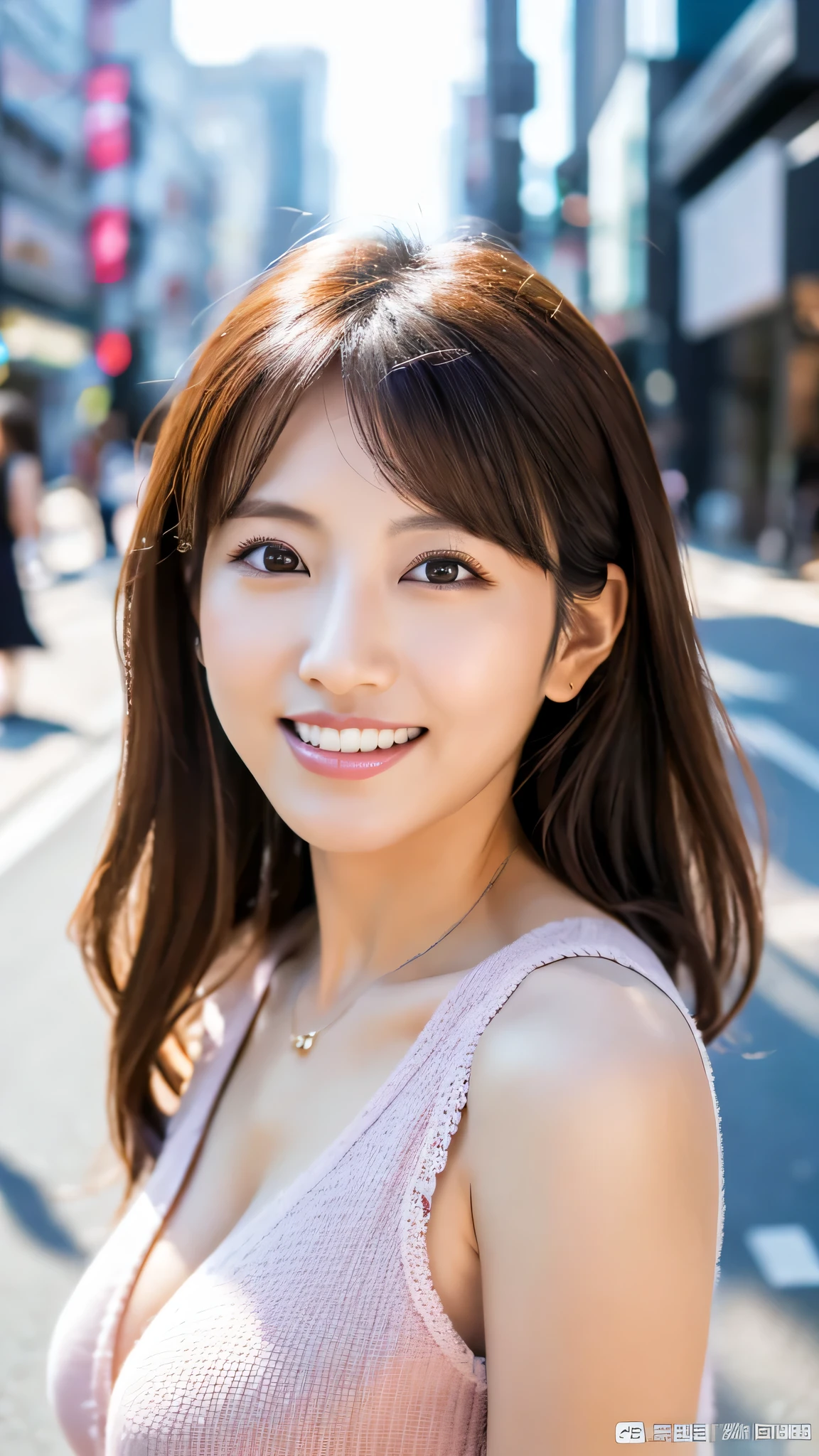 highest resolution, 4K, masterpiece: 1.3), japanese mature, sexy: 1.1, fine eyes, slender body shape, realistic teeth, double eyelid, whole body, highest quality, be familiar with, In the city