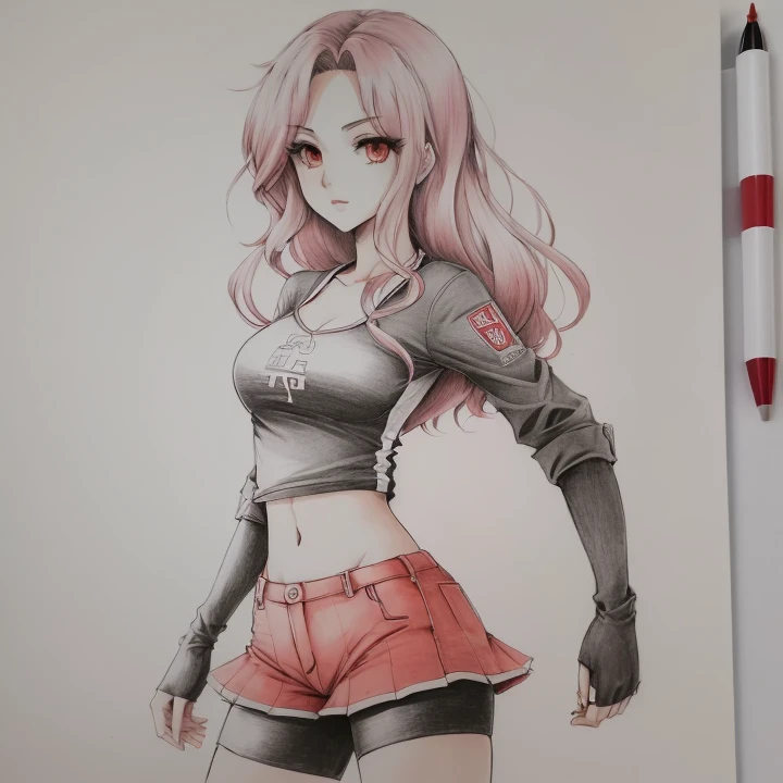 Dibujo de una mujer con falda corta y top con falda roja, estilo animado character, Fanart de Urban Girl, Boceto coloreado de alta calidad, un dibujo animado, in estilo animado, in an estilo animado, Dibujo a todo color, estilo animado, estilo animado drawing, female personaje animado, personaje animado, dibujo coloreado, mujer anime, ink and pencil, dibujo de dibujos animados