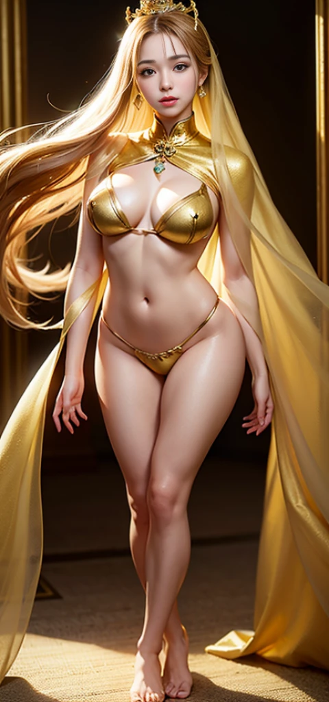 1 girl、highest quality、masterpiece、ultra high resolution、(Photoreal:1.4)、RAW photo、god々々女godシビット、（ beautiful girl&#39;face）、straight long hair、glowing skin、dramatic、（Golden See-Through Competition Swimwear）、（golden transparent fluttering robe）、（gold buddha statue）、（Golden Guanyin Bodhisattva Statue）、（（Small golden tiara））、（pray）（Are standingwhole body）、（（delicate fingers、delicate hands））、（delicate feet）、（Beautiful full bust with big and rich breasts）、（rocket ）、（（golden garter stockings））、（（golden ancient greek temple））（golden wall decorated with gold）、（blur the background）、（big areolisible、 stand）、（Woman praying）、（pray with Your Hands Together）、whole body、Are standing、pray with Your Hands Together、delicate face、delicate hands、delicate feet、Body anatomy、welcome、Looking at the front、Golden Greek Temple、sexy、pray美少女、golden micro bikini、