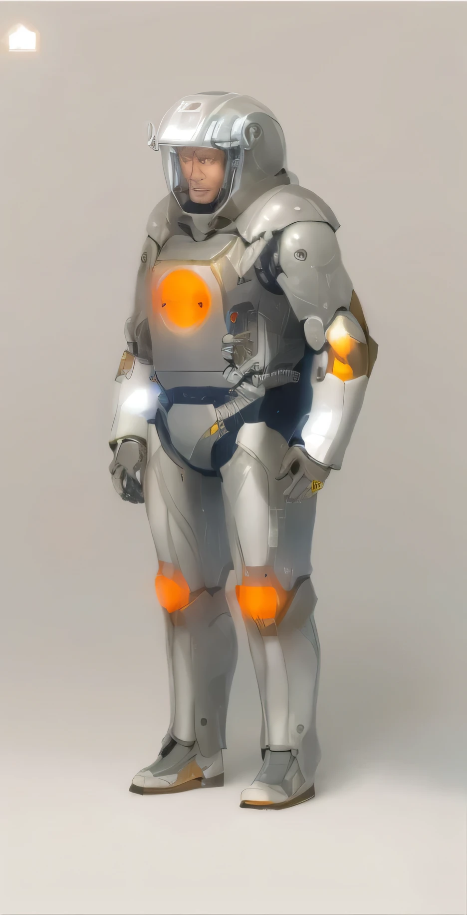 A drawing of a man in a spacesuit standing with hands on hips, Metal gear solid concept art, Mecha suit, full body Mecha suit, Mecha suit, Krieger Machinery Company, ( ( character concept art ) ), Mecha body, battle garment, my man, Wearing a power armor suit, Metal Gear Machinery, mecha plate armor,katsuhiro otomo style,light paint,White background