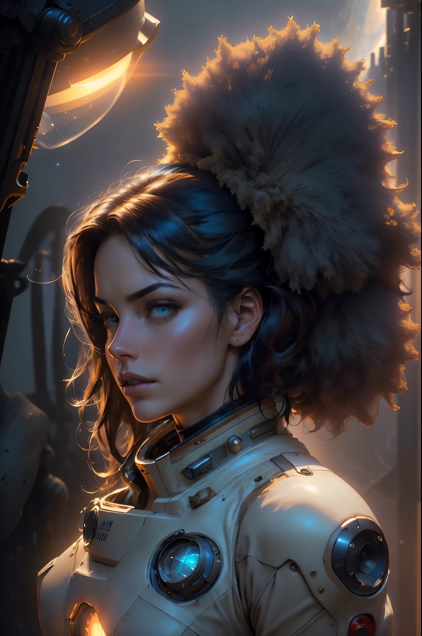 (Best quality,4K,8K,A high resolution,Masterpiece:1.2),(Realistic,Photorealistic,photo-realistic:1.37),Erica Durance as a Astronaut,Steam punk,film-noir,Otherworldly,Vivid colors,Dreamlike,Sci-fi,subtly lit,Atmospheric,view of the cosmos,Steam-powered machinery,Ethereal,hauntingly beautiful,Moody shadows,Retro-futuristic technology,Starlight fog,exploration,Adventure,Mystery,Galactic environment,exalted,Isolated heroine,Interstellar Travel,dramatic contrast,distant planets,Majestic face,Sci-fi fashion,Smoke and fog effects,contrasting textures,Timeless beauty