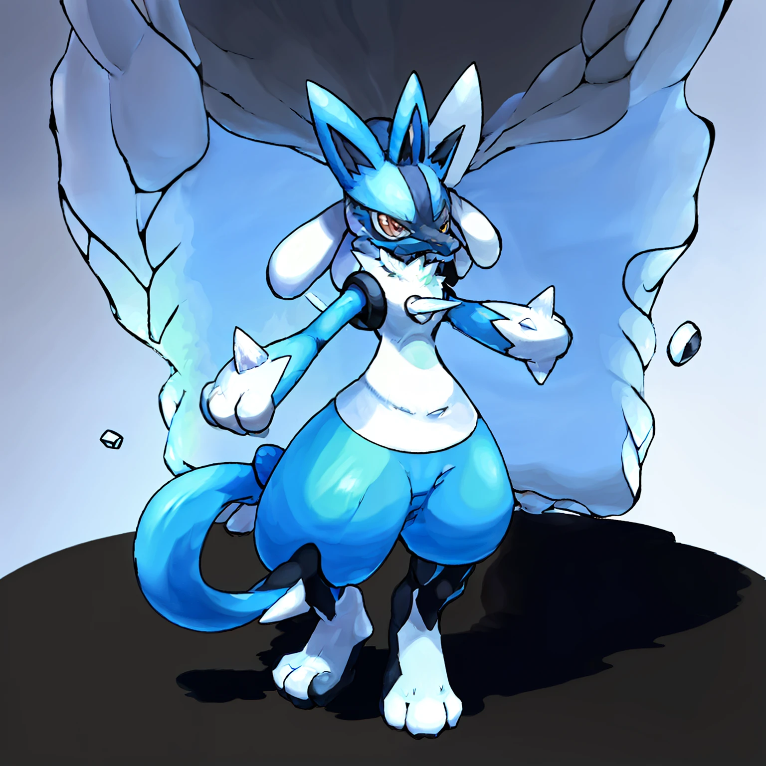 White Lucario, Pokemon, White skin, Shinying pokémon, Pokémon Aura, White coat.