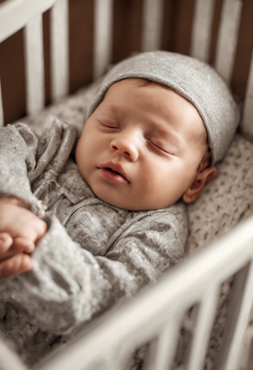 a sleeping in his crib, realista