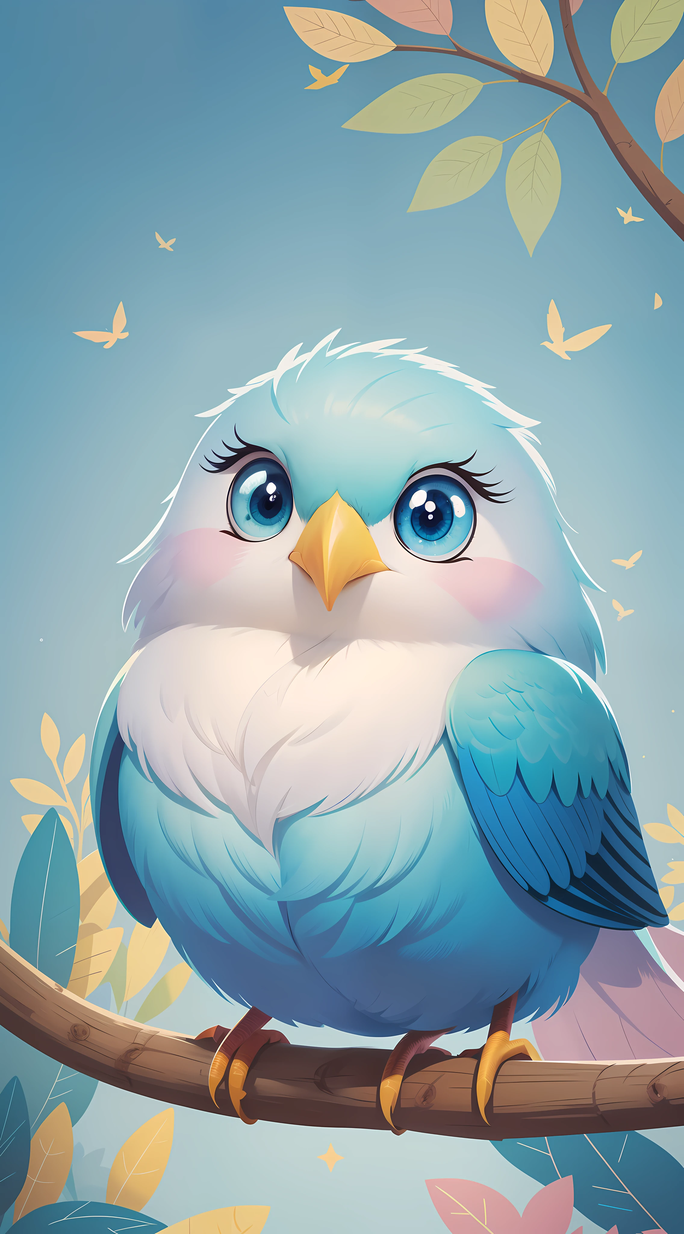 A very beautiful bird of magical colors, bright colors, White background, Children's book illustration style