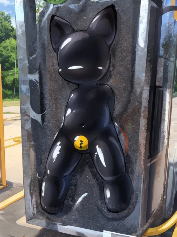 black cat,No eyes,resin curing,树脂覆盖在black cat身上,soaked in resin