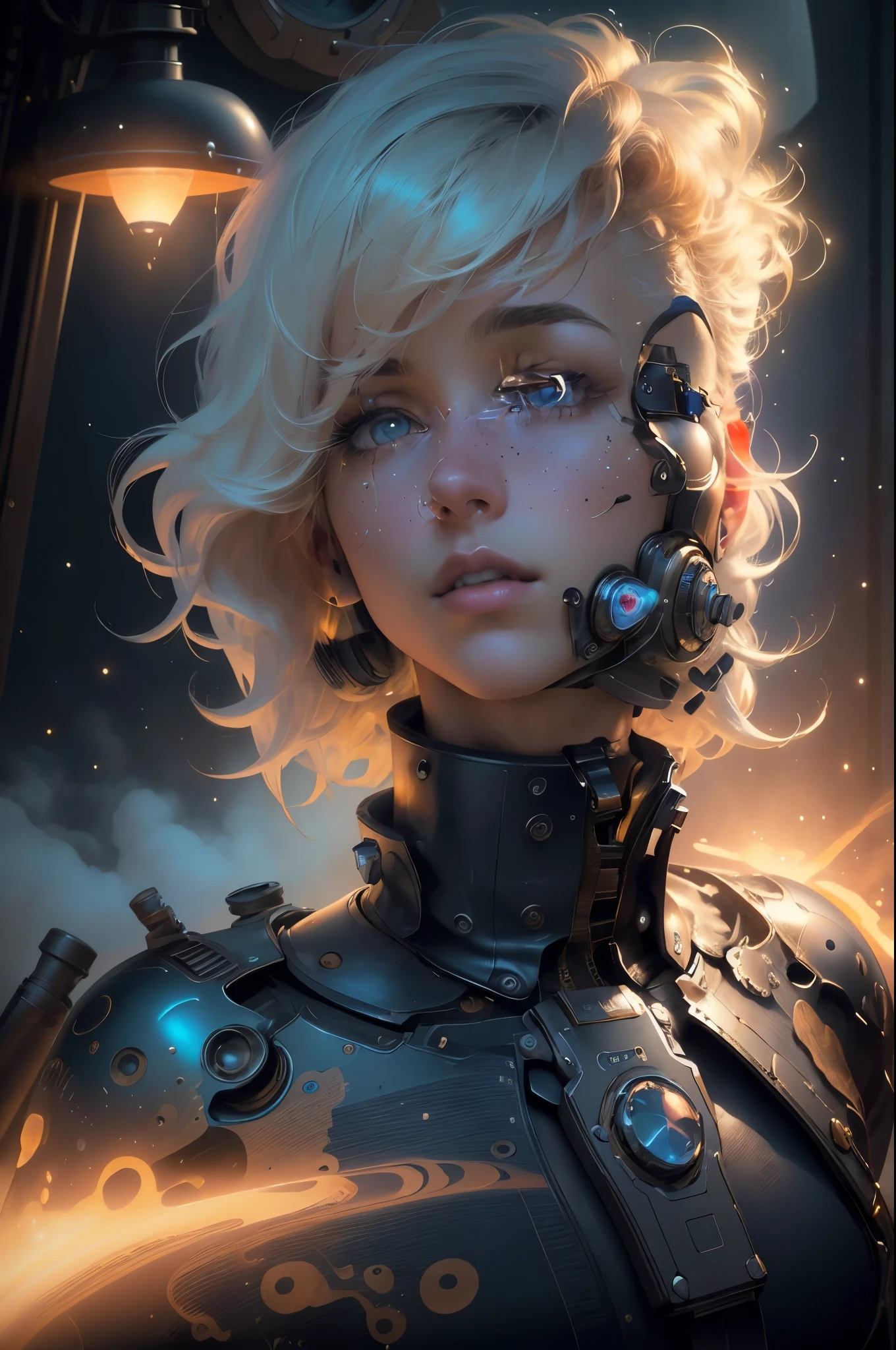 cinematic film still circuitboard, dark futuristic, noface, (nature art by Fujishima Takeji:0.7) , beautiful, cyborg, concept art, at Blue hour, Detailed illustration, hard light, F/8, extremely beautiful, 50mm lens, 8, focused on eyes, natural lighting, shallow depth of field, vignette, highly detailed, high budget Hollywood film, cinemascope, moody, epic, gorgeous,