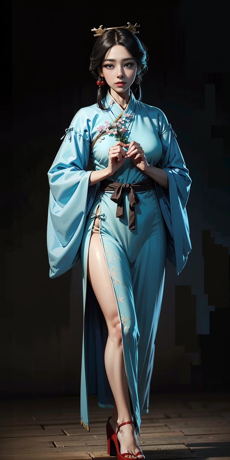 best quality, masterpiece,highly detailed,anime,1girl,hanfu,songstyle,song hanfu,song style outfits,perfect face,walking,simple background,
