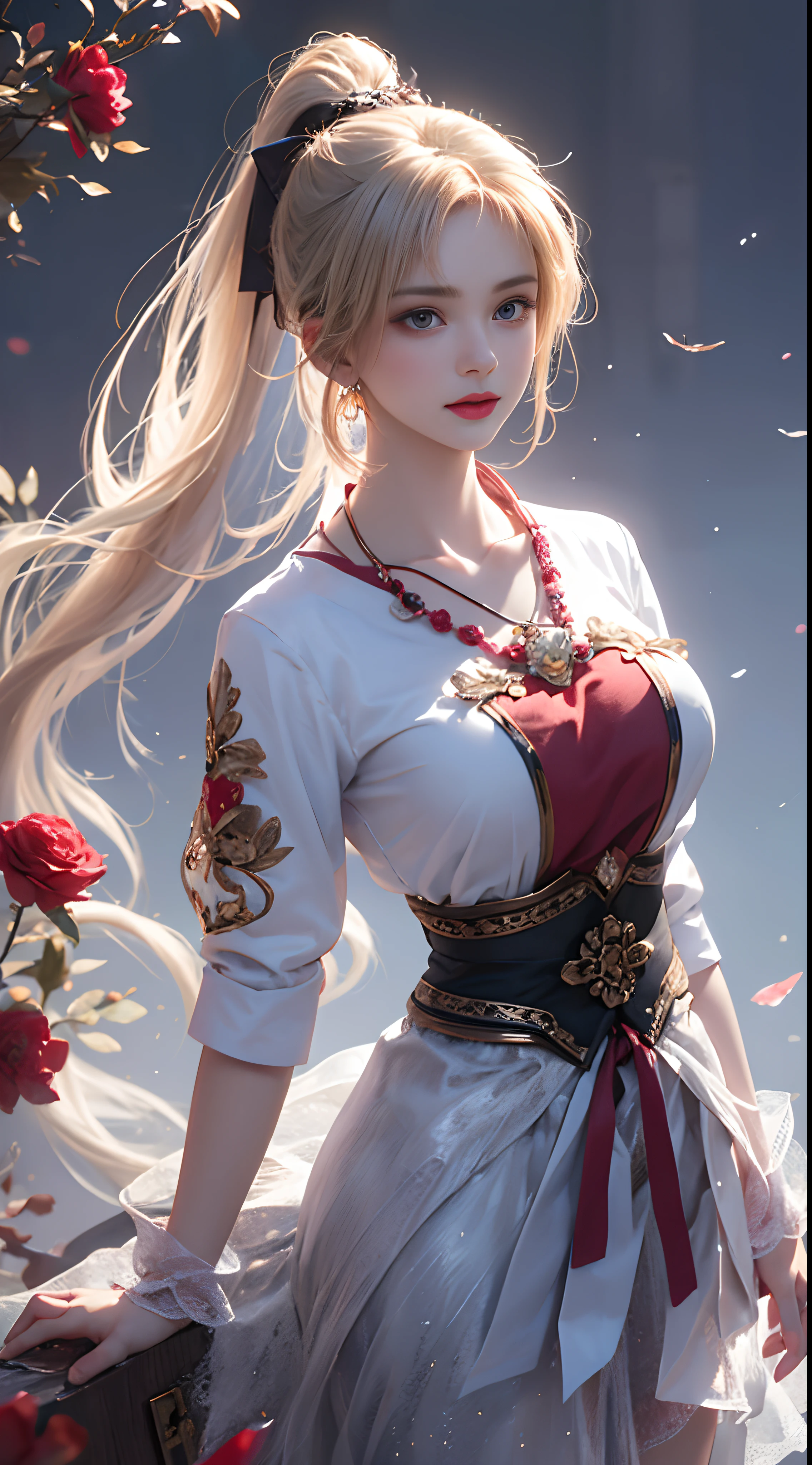 1 Beauty in Hanfu, (The white thin purple silk shirt is very textured), white lace top, Purple platinum long ponytail, jewelry, earring, necklace and necklace, meticulously drawn large purple eyes, Be careful with makeup, Thin eyebrows, high nose, Beautiful red lips, no smile, purse lips, red face, broad chest, big breasts, Chest proportions, slim waist, Purple fishnet socks, chinese hanfu style, fictional artistic texture, Bright colors、lifelike, original photo, Realistic photos, Ultra high quality 8K surreal photos, (Effective fantasy lighting effects: 1.8), 10x pixels, magical effect (background): 1.8), Super detailed eyes, ((Random pose)) Full body portrait of a girl , 中国皇室background