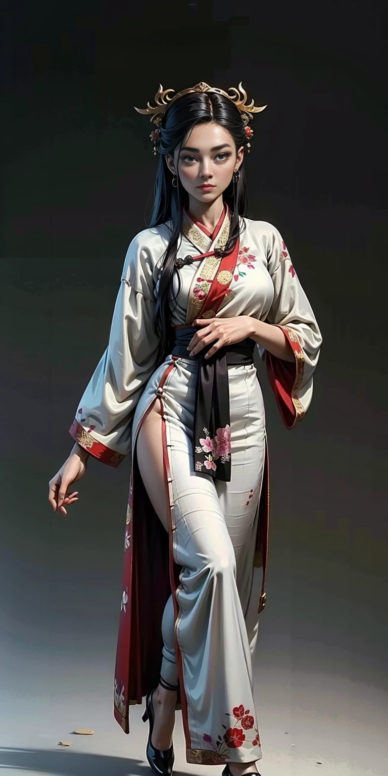 best quality, masterpiece,highly detailed,anime,1girl,hanfu,songstyle,song hanfu,song style outfits,perfect face,walking,simple background,
