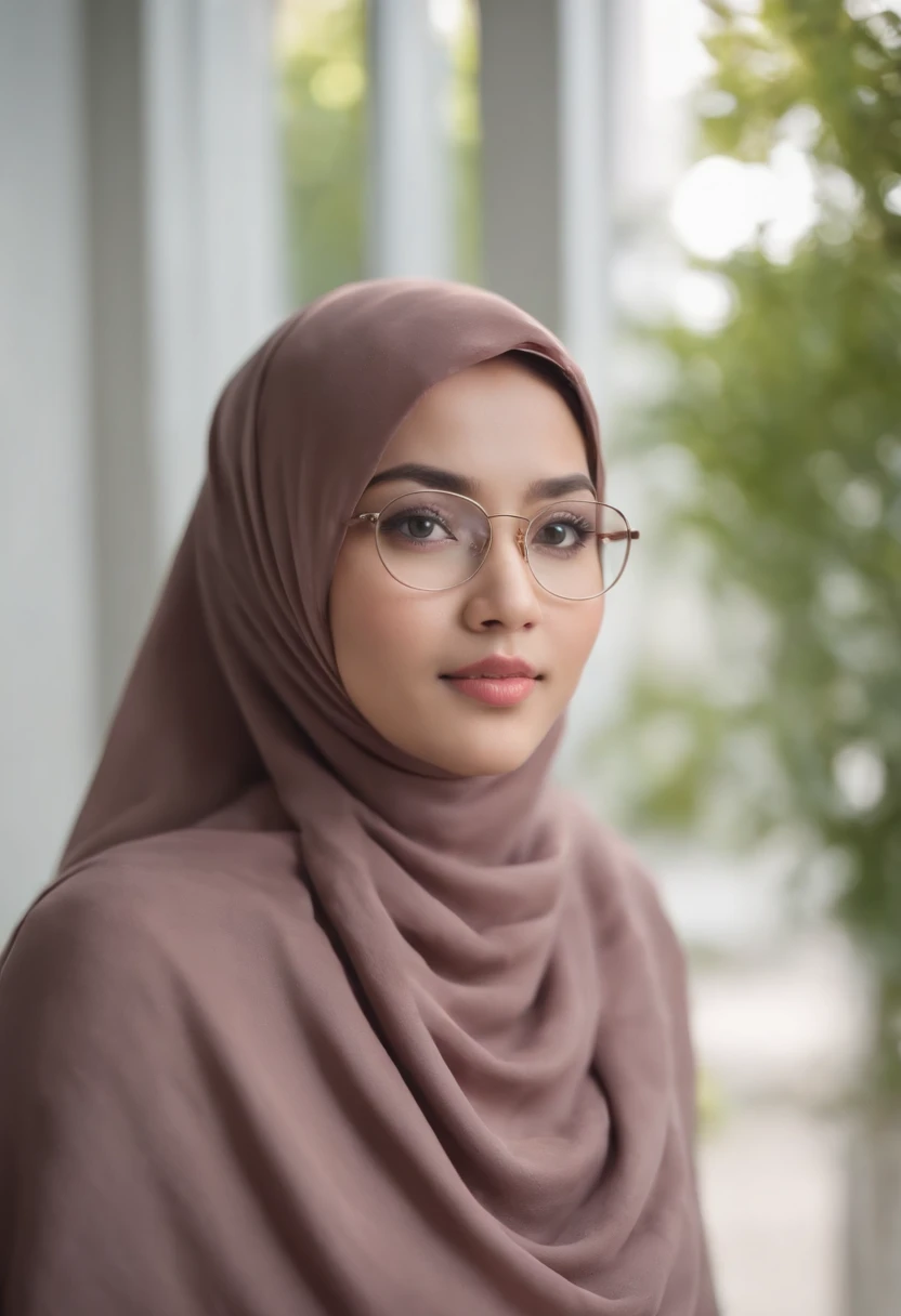 close up, 1girl, beautiful young malay woman wearing hijab and oval eye glasses, facing outside her house trough the window, her face near to window glasses, face reflection on the window glass, the photo was taken from her side, bokeh, hdr, cinematic photo professional portrait, hyper realistic, ultra detailed photograph, f1.6, bokeh, ultra detailed, ultra accurate detailed, bokeh lighting, surrealism, urban setting, ultra unreal engine, intricate, life-size figures, catcore, r 9:16