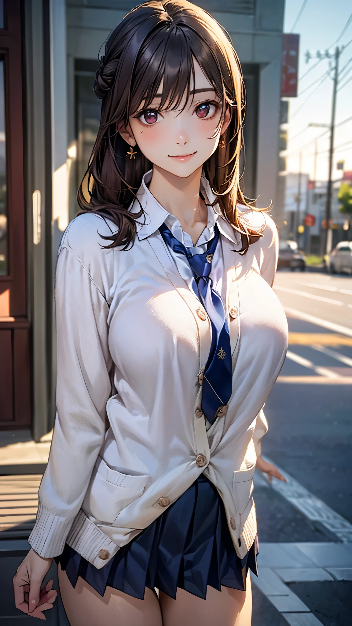 a girl, bust-up shot, cleavage animal, hamster on breasts , shirt, blazer, smile, (flat chest:1.2) <lora:cleavage animal-001_0.7:1>