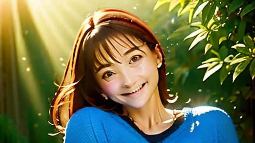 mature woman、sports、sun shower、incandescent