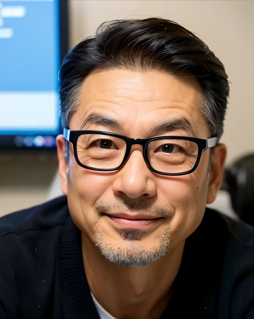 Ichiro at 50 years old、square glasses