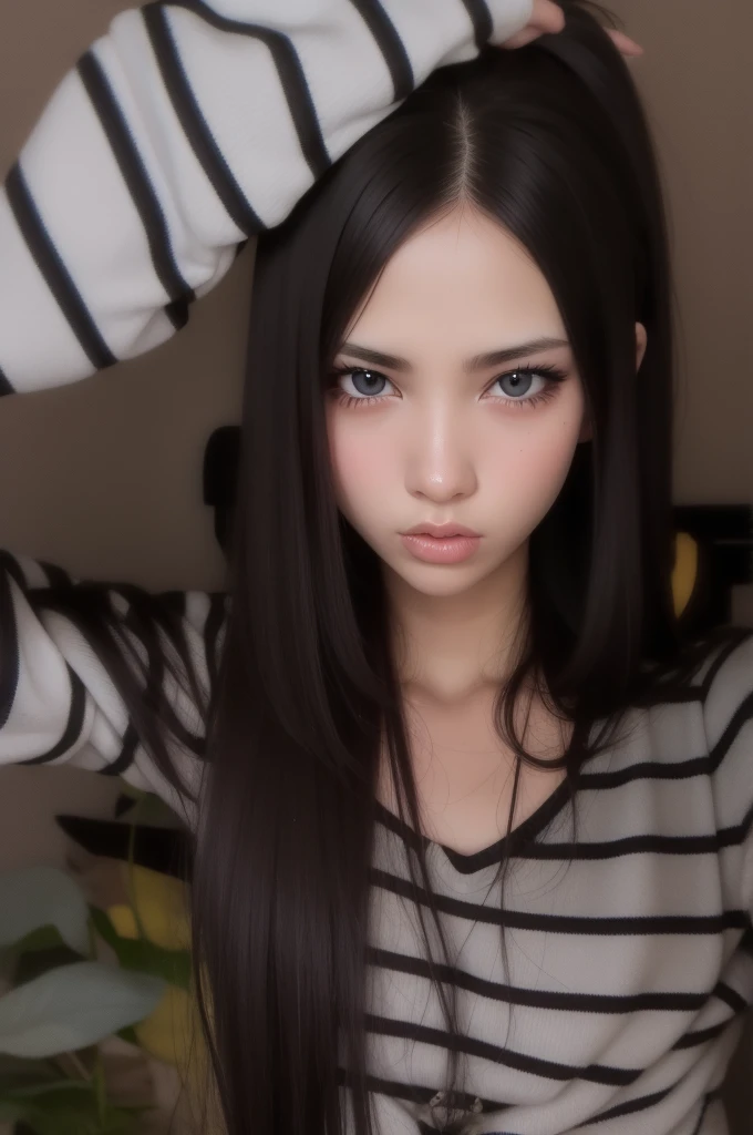 chica con cabello rubio, ojos azules 