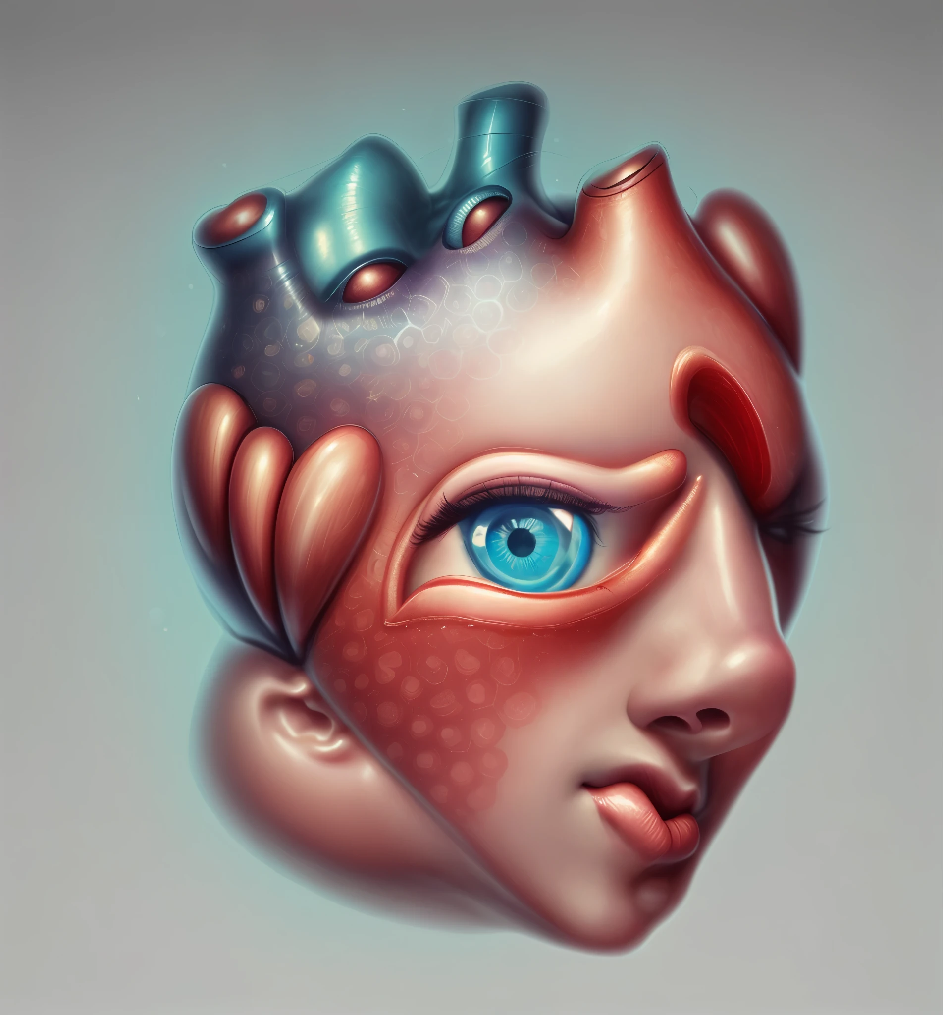 （anatomy of heart, There is an eye in the ventricle），background：toned muscle fantasy，reality，Cartoon，3D rendering，James Jean (James Jean) of ultra-fine, Eighth Route Walker, Behavioral contest winners, vanity, horn, modern, Surrealism