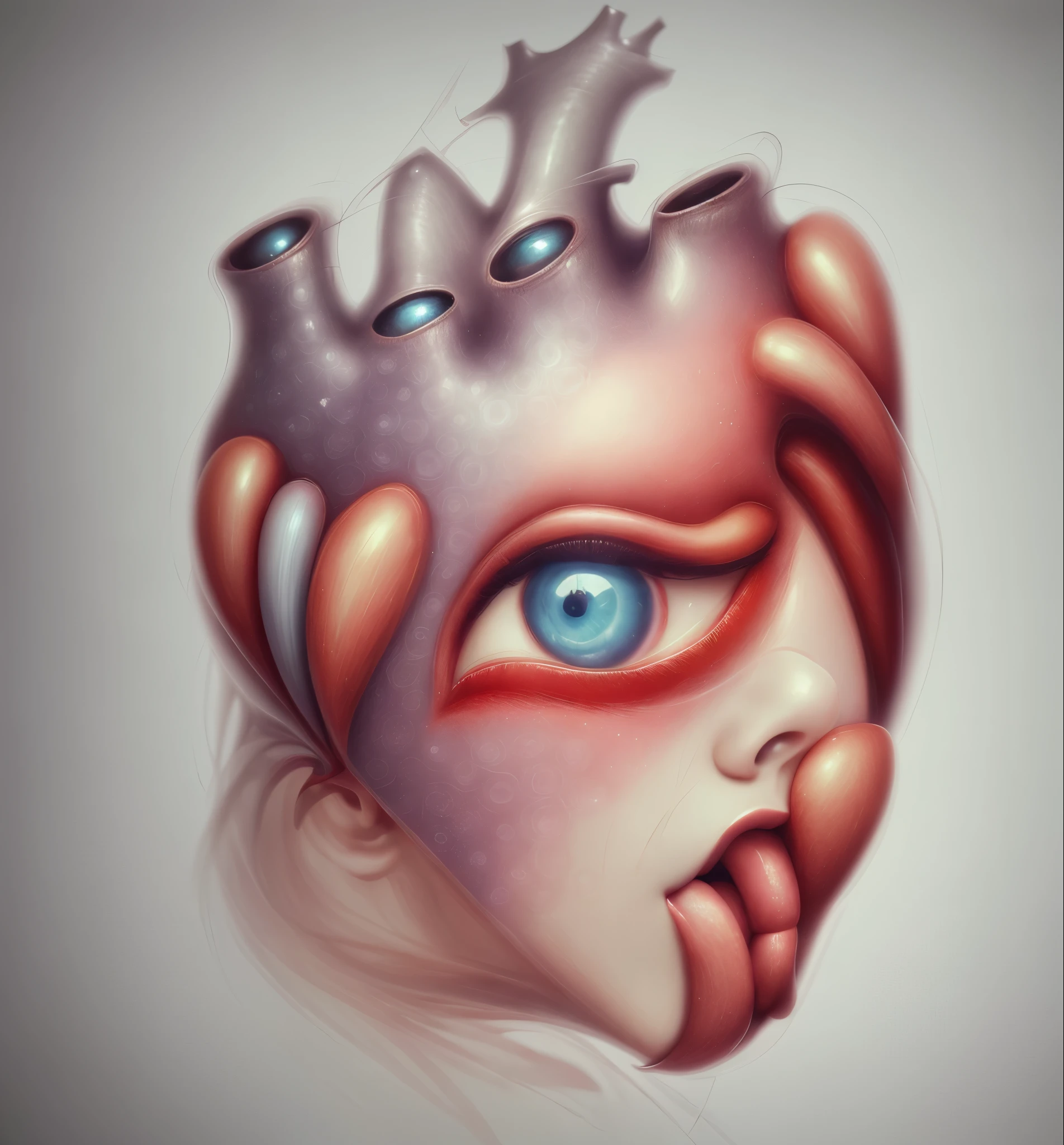 （anatomy of heart, There is an eye in the ventricle），background：toned muscle fantasy，reality，Cartoon，3D rendering，James Jean (James Jean) of ultra-fine, Eighth Route Walker, Behavioral contest winners, vanity, horn, modern, Surrealism