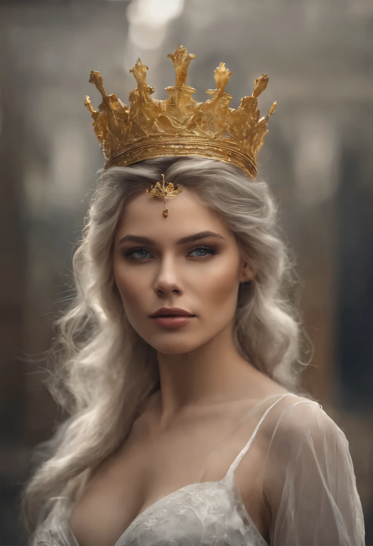 portrait of a young woman with amber-yellow eyes, light gray hair, with a crown on his head, portrait of a female magician with yellow eyes, portrait me, Artgerm portrait, IG model | Artgerm, Close-up portrait of a magician, portrait of a female paladin, Rossrisov portrait, portrait of a young elf wizard, extremely detailed Artgerm, Artgerm. high detail, Close-up character portrait