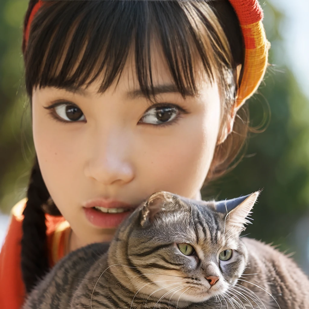 A cat goddess with a human face