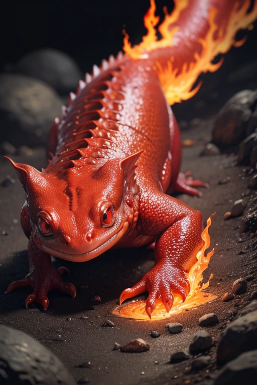 monster　red　Salamander　Spit flame through the mouth　lava