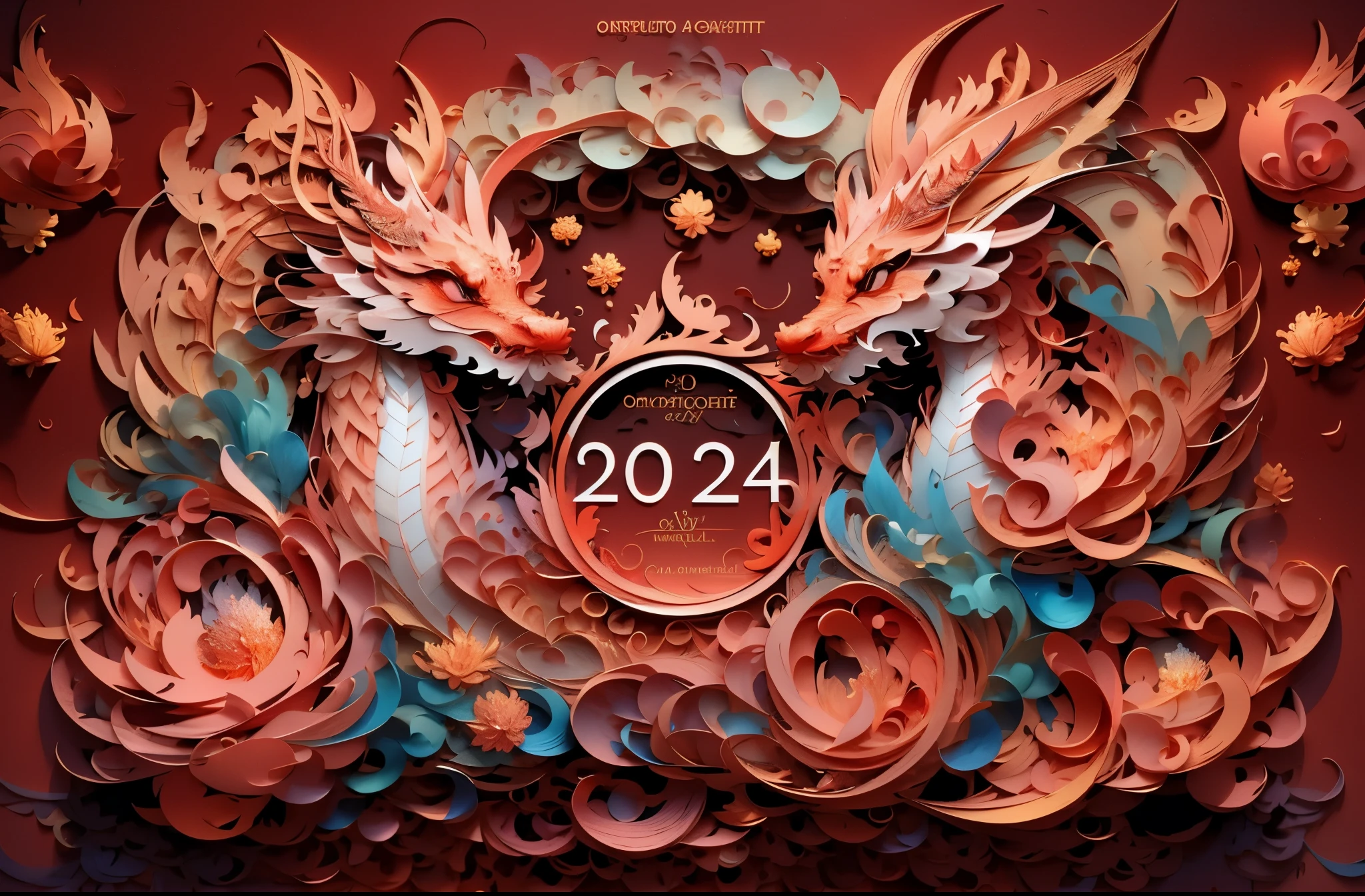Best Quality,Masterpiece,extra high resolution, (Long:1.2),NOhumans, Cloud, red eyes, (Sound signals of lighting), open mouth, skye, fangs, eastern dragon, cloudy sky, teeth, flying in the sky, Sateen,,there is a paper cut dragon with a blue background, ornate sea background, intricate 3 d illustration, surreal background, abstract scene design, abstract 3 d artwork, 3 d illustration, 3d illustration, decorative background, 3d matte illustration, wild ocean background, layered paper style, abstract 3d rendering, ad, surreal 3 d render, paper decoration, 3 d artistic render