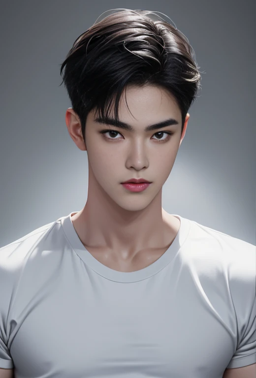 High quality, masterpiece, highly detailed, 8k, perfect face, perfect body, realistic, photo realistic, man, Asian, 20 years old, black hair, short hair, handsome, detailed eyes, beautiful detailed nose, realistic body, realistic light, comfortable expressions, cute guy, sweat guy, cool guy, abs sixpack, model style, full body, clean skin, Sehun EXO