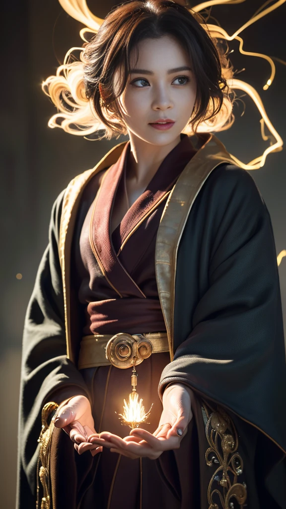 (regeneration of the skin:1.5), realistic, realistic, (Masterpiece:1.5), concept art, complicated details, Highly detailed, realistic, Octane rendering, 8ก, unreal engine, dynamic gesture, best quality, height, (realistic face:1.1), (Exaggerated:1.1), ((full_body)), perfect eyes,(Shiny skin:1.2), (((hairstyle))), (((perfect hand))), (very detailed background), ((dynamic background)), ((lightning)), (light rays), ((1 girl)), Wear a coat, (((flowing robe))), ((Detailed eyes, high quality eyes, high quality face)), (An extremely intricate robe., magical robes), short hair, casting lightning, electricity, rotating light, Radiant Power, Sparks, smoke, magic, ((Amazing)), epic, battlefield, depth of field, Bokeh, 4k, Gothic, human, particle,