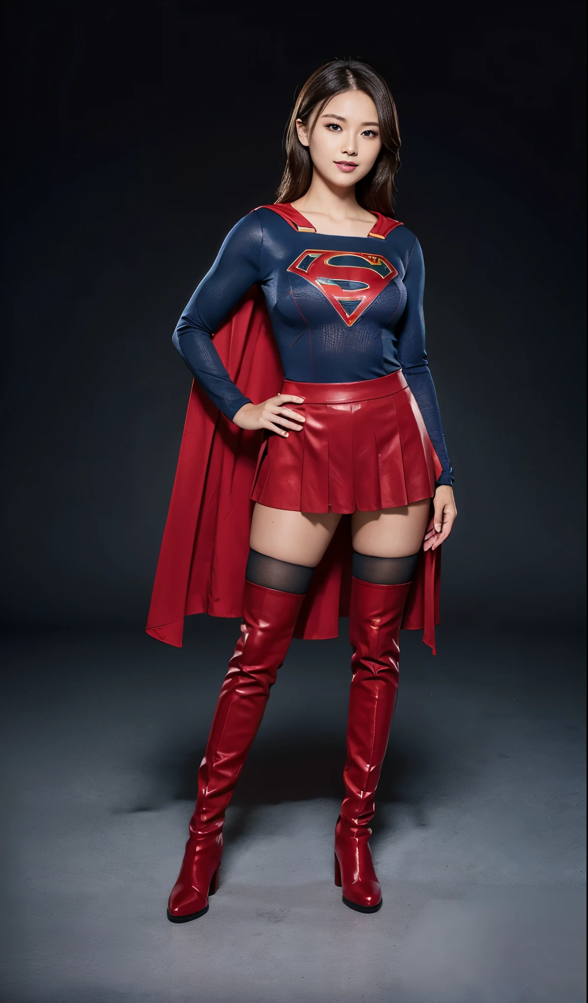 no background、short hair、supergirl costume、Snug costume、(((stretch your legs、tall、Legally express the beauty of your smile)))、((((Get the most out of your original images)))、(((supergirl costume、torn、Tattered、being destroyed)))、(((beautiful hair)))、(((I&#39;m in pain)))、(((Legs must be worn with black tights)))、(((must wear red boots、being destroyed)))、((Highest image quality、8K))、((highest quality、8K、masterpiece:1.3))、(((keep background )))、clear focus:1.2、beautiful woman with perfect figure:1.4、Full of scars、bloody、full of blood、slender abs:1.2、wet body:1.5、Highly detailed face and skin texture、8K