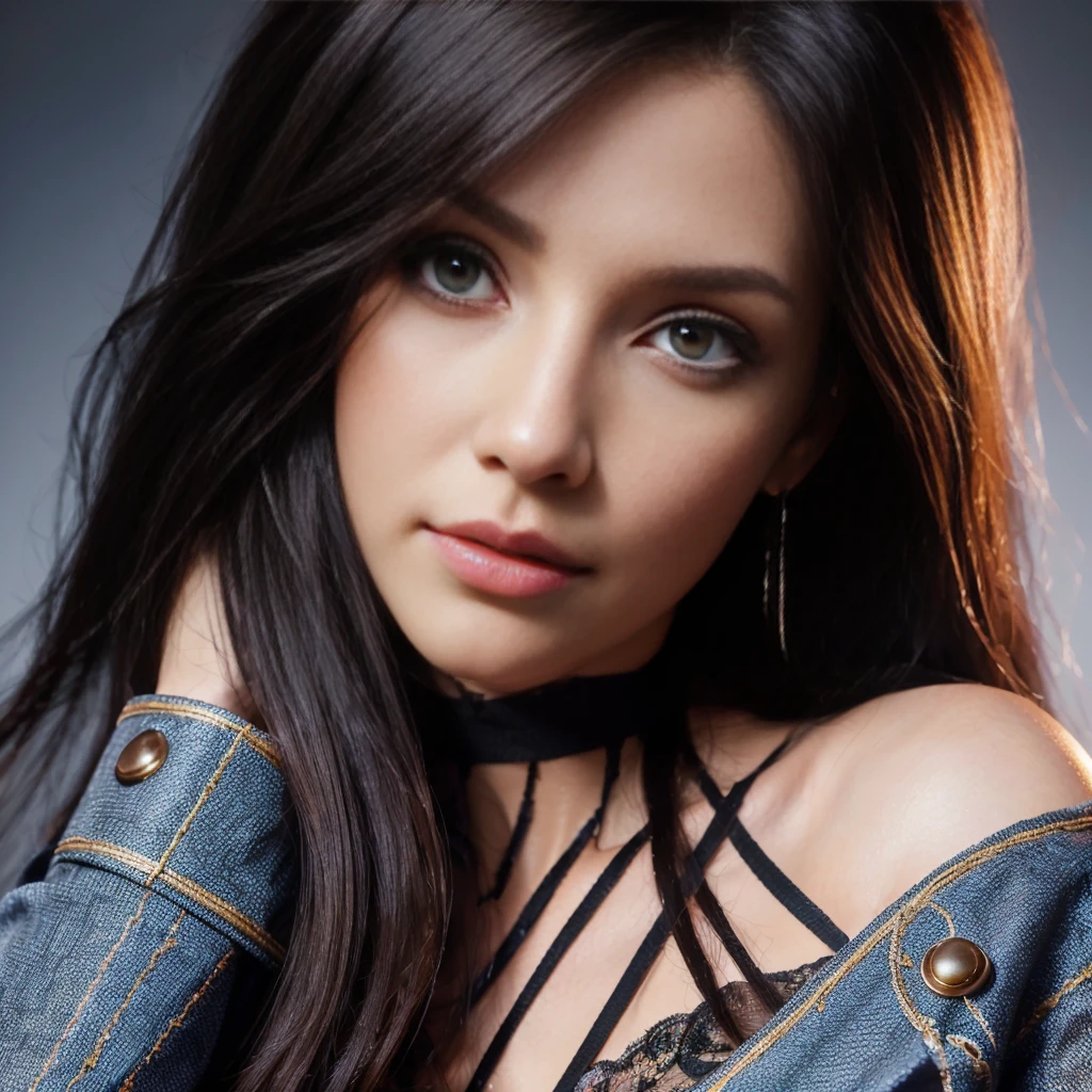 (bestquality,4k,highres,masterpiece:1.2),ultra-detailed,realistic:1.37,3D rendering,(beautiful detailed eyes),(beautiful detailed lips),long black hair,(slender,toned body),(seductive yet sophisticated style),red eyes,(sexy outfit),(portrait),(vivid colors),(studio lighting)