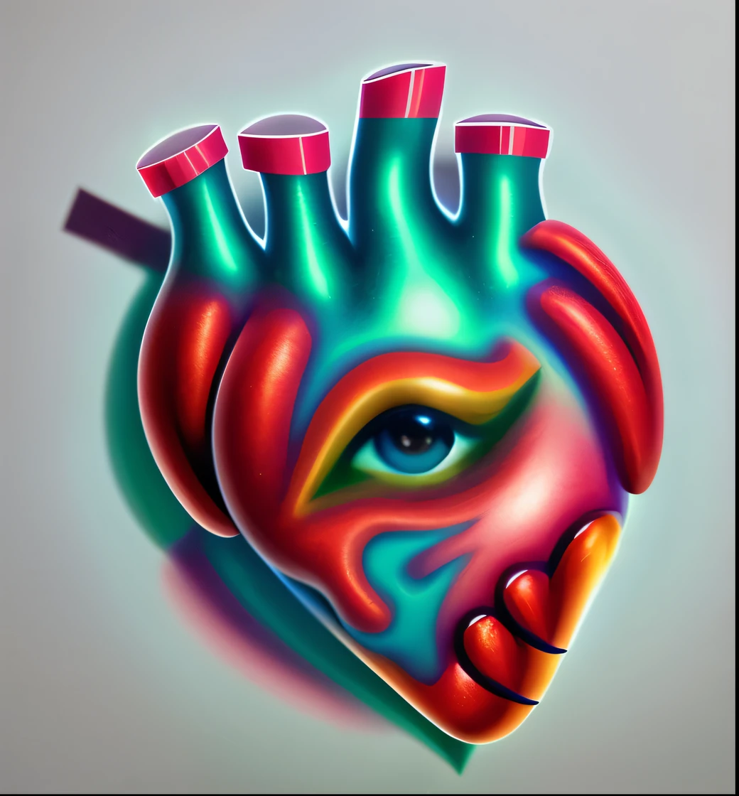 （??????? of a Red Heart, There is an eye in the ventricle），Black light art，sharp focus，Toned muscles，Background human upper body muscles，
fantasy，Reality，cartoon，3d rendering，James Jean (James Jean) super fine, Eighth Route Walker, Behavioral Contest Winners, vanity, trumpet, modern, 超Reality主义