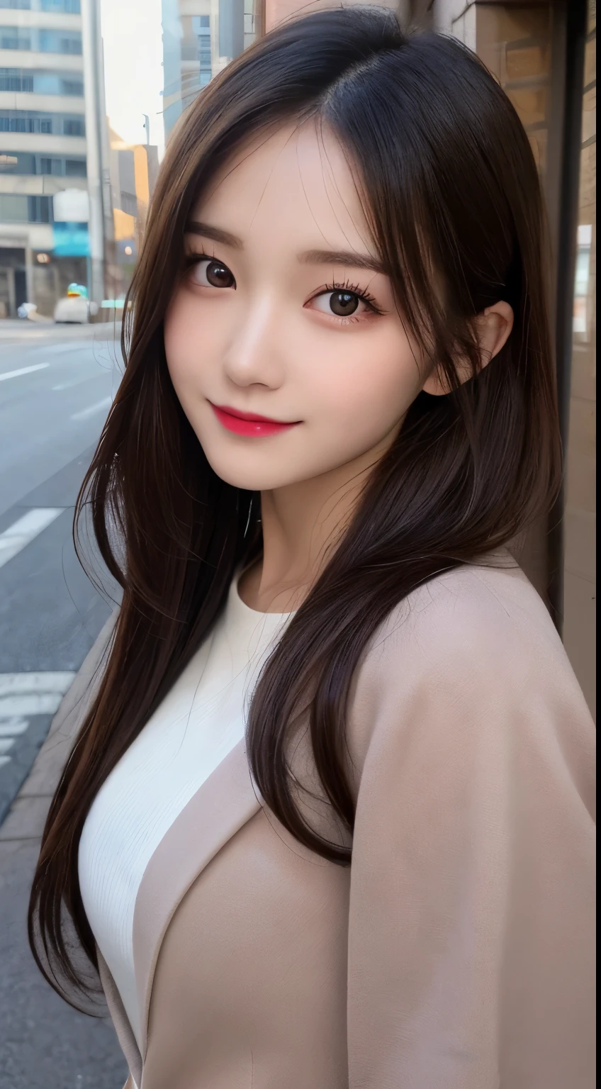 table top, highest quality, shape, Super detailed, finely, High resolution, 8k wallpaper, 完璧なダイナミックな構shape, beautiful and detailed eyes, winter dress,medium hair, small breasts, natural color lip, random sexy pose,smile,big city、20 year old girl、midnight、beautiful and detailed face、perfect and beautiful face,Big eyes、RAW photo、spread your arms and legs wide、Express your best mood with your whole body、beautiful and detailed eyes、small face、beautiful duplex、slim face and style,luxury brand mink coat、Anatomically perfect body