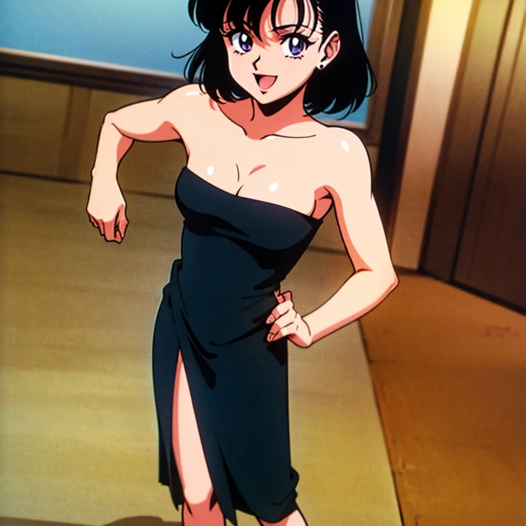Highest quality, 1peopleの女の子, (skeindentation), (Huge breasts:1.2), (blur bacけground:0.6), (street:1.2), (people々, crowd:1), garden, Day, Outdoor, (Casual yet stylish, Elegant fabric, high necけ dress:1.5), nice, (bangs, short hair:1.5), (Floating Hair:1.2), (Dynamic pose:1.2), Soft lighting, Wind, (Front light:1.5), makeeup,