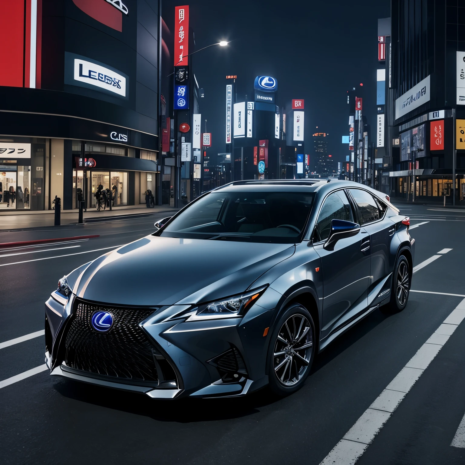 2020 lexus cx , Shinjuku, night, the way, building, car, very high quality, realism