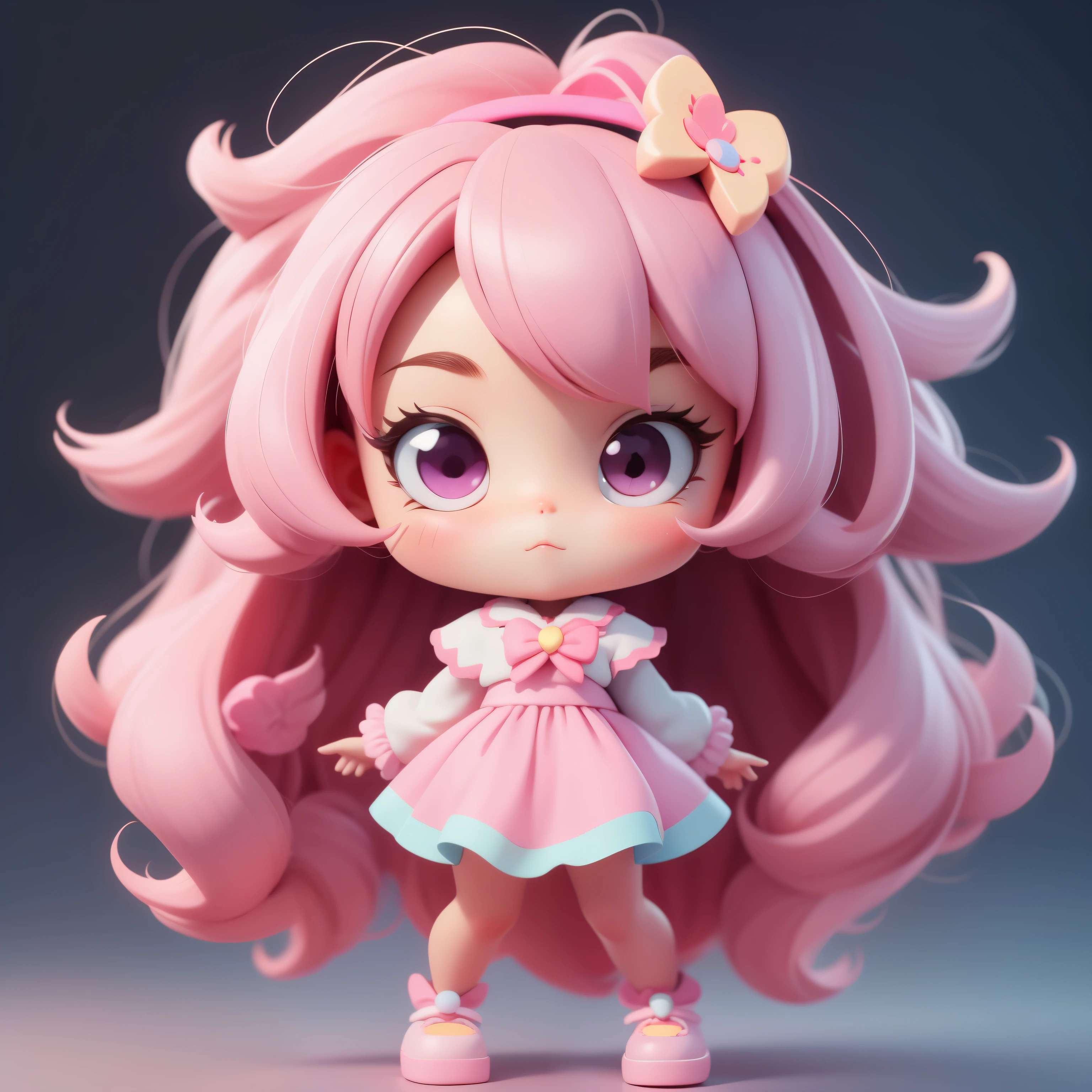 super cute girl, whole body, Yume Kawaii Hair Accessories Pop Mart Blind Box, IP design, 3D rendering of a clean and bright background, OC rendering, 8K, soft focus, Fine shiny super detail --ar 3:6 50 --q 2 --niji 5 --style expressive --s 2