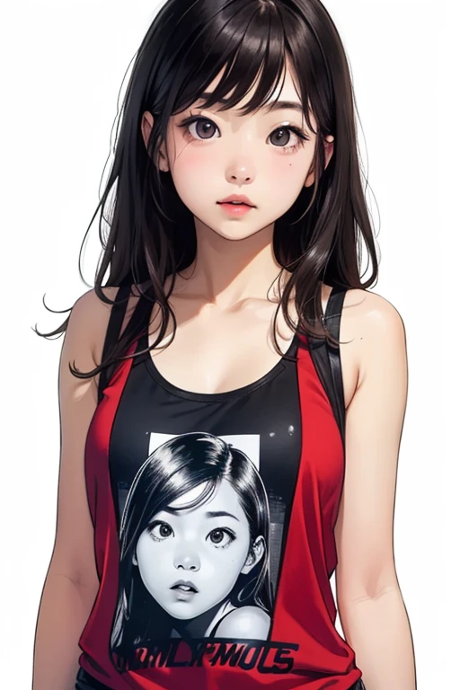 high school girl、School、brown hair、Tank top